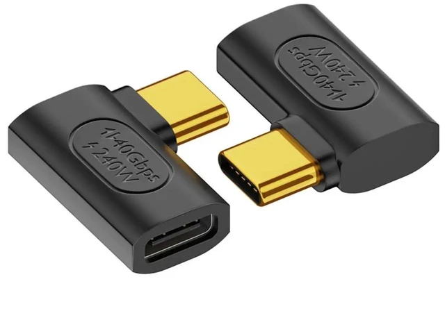 Main image of AJMRTC USB4 TypeC Male to Female LeftRight Angled Extension Adapter, 40Gbps Data, 240W PD Charging, 8K@60Hz Video Output LowProfile Coupler for NS Game Console, Smartphone, Laptop and Tablet