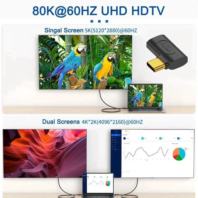Alt view image 6 of 7 - AJMRTC USB4 TypeC Male to Female LeftRight Angled Extension Adapter, 40Gbps Data, 240W PD Charging, 8K@60Hz Video Output LowProfile Coupler for NS Game Console, Smartphone, Laptop and Tablet