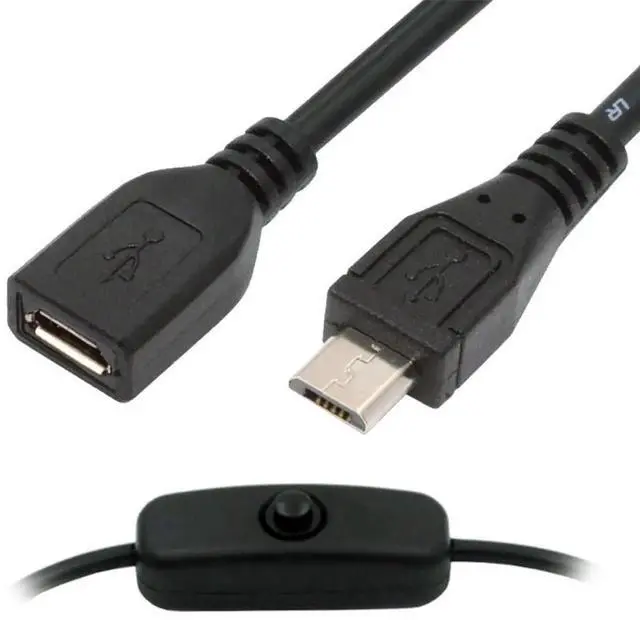 Main image of AJMRTC Micro USB 2.0 5Pin Male to Female Extension Cable with InLine OnOff Power Switch Button, DC 5V Power Control Cord for MicroUSB Desk Lamp, USB Fan, Security Camera and DIY Small Electronic De