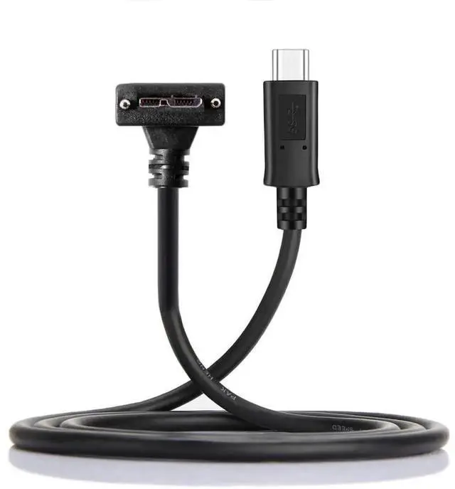 Main image of AJMRTC 5Gbps USBC Host to Micro USB3.0 ScrewMount 90Degree Up Angled Cable, Locking MicroB Cord for Industrial Camera, Machine Vision Equipment and HighSpeed Storage Data Transmission