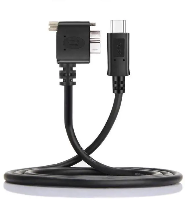 Main image of AJMRTC 5Gbps USBC Host to Micro USB3.0 ScrewMount 90Degree Left Angled Cable, Locking MicroB Cord for Industrial Camera, Machine Vision Gear and HighSpeed Industrial Storage Data Transmission
