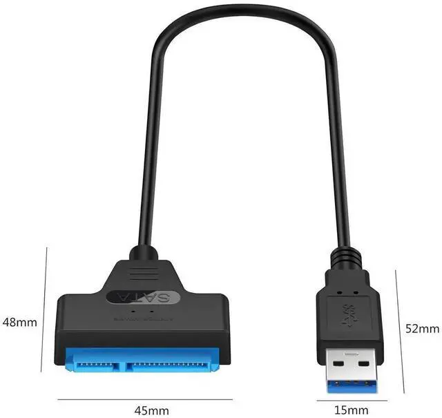Alt view image 3 of 6 - AJMRTC Super Speed 5Gbps USB 3.0 to SATA 22Pin Adapter Cable, USBA to SATA III 22Pin Converter Cord for 2.5 Inch SATA HDD SSD Hard Disk Drive External Storage Data Transfer