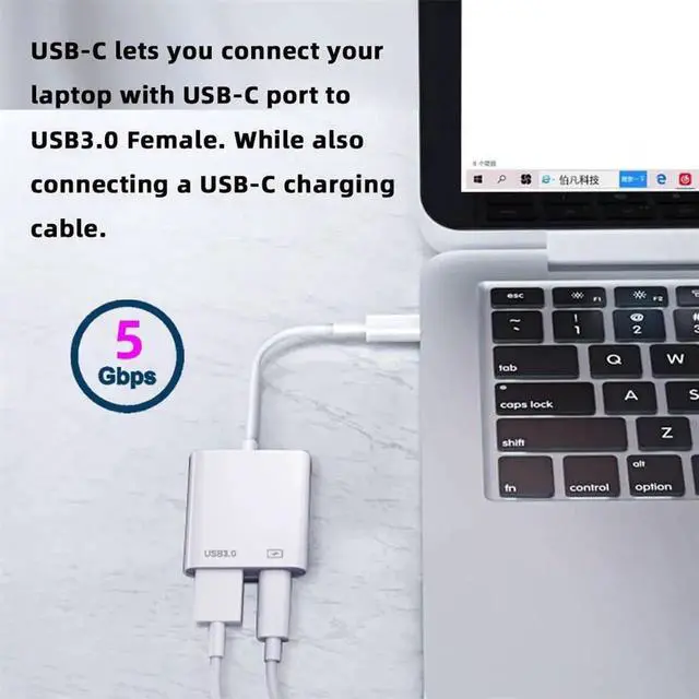 Alt view image 3 of 7 - AJMRTC 5Gbps USB 3.0 TypeC Male to Standard USBA Female OTG Adapter with PD Power Charging PassThrough, USBC to USBA Converter Dongle for MacBook, Laptop, Tablet and USBC Smartphones