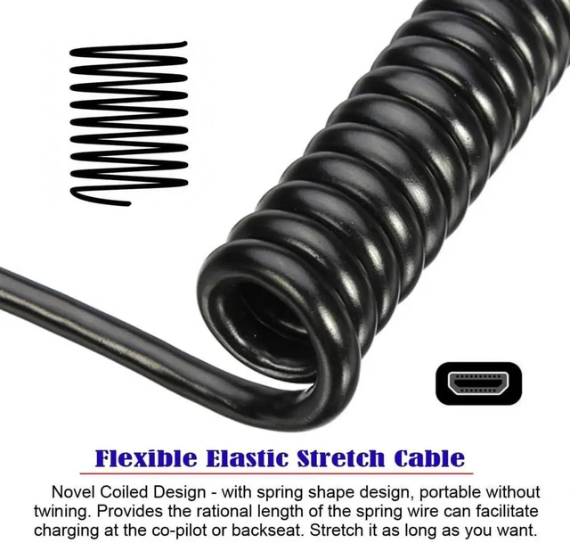 Alt view image 4 of 7 - AJMRTC HDMI 2.1 8K@60Hz Micro HDMI TypeD Male to HDMI Male Stretch Coiled Cable, 90 Degree RightAngle Spring Cord 100cm for HDTV, Computer, Laptop, Monitor and MicroHDMI Enabled Devices