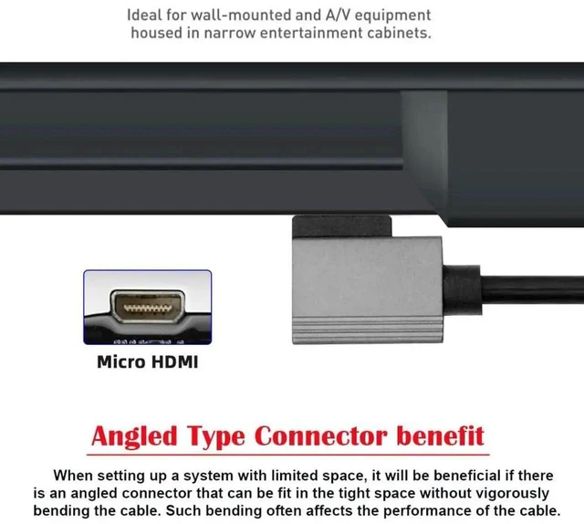 Alt view image 5 of 7 - AJMRTC HDMI 2.1 8K@60Hz Micro HDMI TypeD Male to HDMI Male Stretch Coiled Cable, 90 Degree RightAngle Spring Cord 100cm for HDTV, Computer, Laptop, Monitor and MicroHDMI Enabled Devices