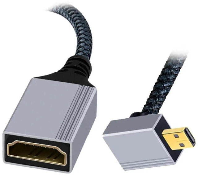 Main image of AJMRTC HDMI 2.1 8K@60Hz 90Degree DownAngled Micro HDMI TypeD Male to HDMIA Female Extension Cable, 48Gbps HighSpeed Extender Cord for DV Camera, Camcorder, Laptop and Portable Monitor