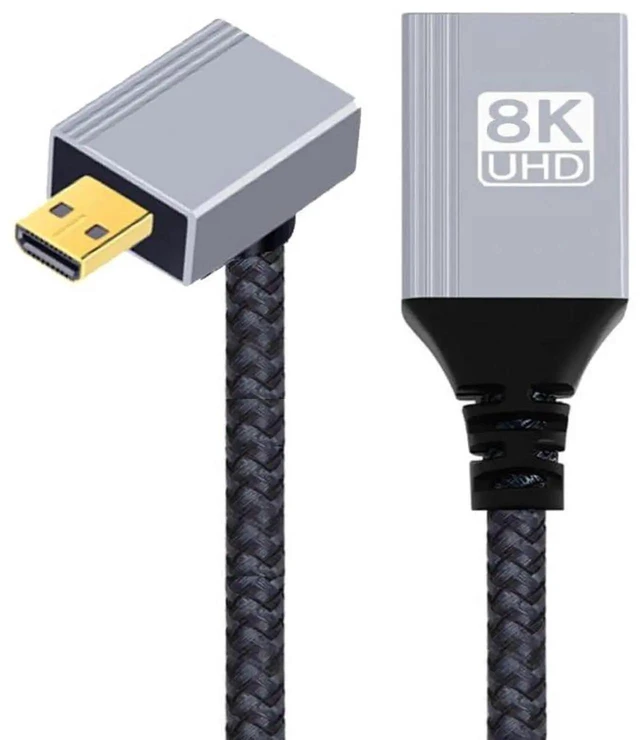 Alt view image 7 of 7 - AJMRTC HDMI 2.1 8K@60Hz 90Degree DownAngled Micro HDMI TypeD Male to HDMIA Female Extension Cable, 48Gbps HighSpeed Extender Cord for DV Camera, Camcorder, Laptop and Portable Monitor