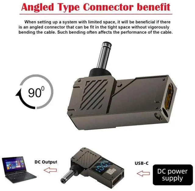 Alt view image 5 of 7 - AJMRTC USBC TypeC PD Adapter with Smart LED Display, 100W Max 20V 5A USBC Input to DC 4.0x1.3mm Jack Output PD Charging Converter, 65W Compatible Power Charger Adapter for Laptops