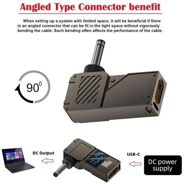 Alt view image 3 of 7 - AJMRTC USBC TypeC PD Adapter with Smart LED Display, Max 100W 20V 5A USBC Input to DC 3.5x1.35mm Jack Output PD Charging Converter, 65W Compatible Power Charger Adapter for Laptops