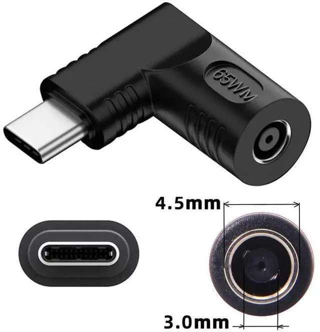 Alt view image 4 of 7 - AJMRTC 90 Degree Angled DC 4.5x3.0mm Jack to USBC TypeC Power Charging Adapter, RightAngle DC 4.5*3.0mm Input to USBC Power Plug Converter for Laptops, Smartphones and USBC Charging Devices