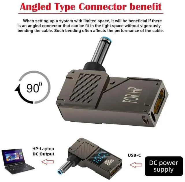Alt view image 5 of 7 - AJMRTC USBC to DC 4.5x3.0mm PD Power Adapter, Smart LED Display 100W Max 20V 5A 65W PD Trigger Charger Converter for Dell Laptops with 4.5*3.0mm DC Barrel Jack