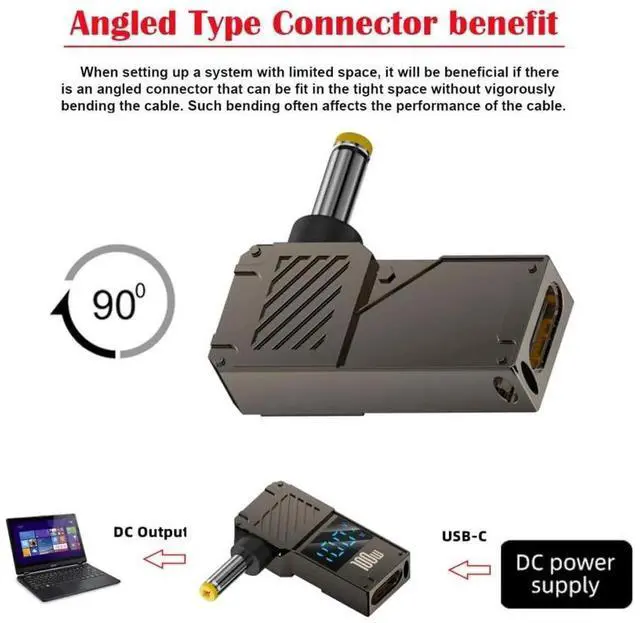 Alt view image 3 of 7 - AJMRTC USBC to DC 4.0x1.7mm PD Power Adapter, Smart LED Display 100W Max 20V 5A 65W PD Trigger Charger Converter for Lenovo Laptops with 4.0*1.7mm DC Barrel Jack