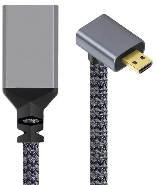Main image of AJMRTC 90 Degree Down Angled Micro HDMI 1.4 Male to HDMI Female Extension Cable, 4K Resolution Right Angle MicroHDMI Adapter Cord for DV, MP4 Camera, DC Digital Cameras and Laptops
