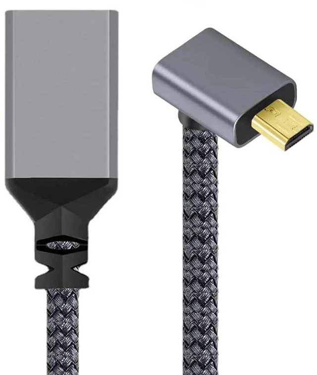 Main image of AJMRTC 90 Degree Up Angled Micro HDMI 1.4 Male to HDMI Female Extension Cable, 4K Resolution Upward Angle MicroHDMI Adapter Cord for DV, MP4 Camera, DC Digital Cameras and Laptops