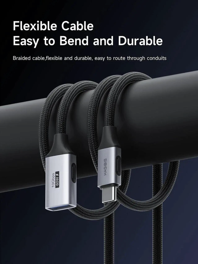 Alt view image 3 of 7 - AJMRTC USBC Male to USBA Female OTG Extension Cable 0.8FT, 10Gbps Braided TypeC to USBA Adapter Cord for iPhone 17 16 15 Pro Max, iPad Pro, Android Phones, USB Flash Drive, Keyboard, Mouse