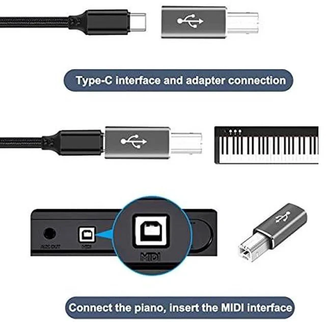 Alt view image 6 of 7 - AJMRTC 2Pack USBC to MIDI Adapter Converter, TypeC to USBB MIDI OTG Connector for Electronic Musical Instruments, MIDI Keyboard, Synthesizer, Compatible with TypeC Phone, Tablet and Laptops