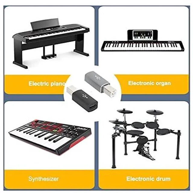 Alt view image 5 of 7 - AJMRTC 2Pack USBC to MIDI Adapter Converter, TypeC to USBB MIDI OTG Connector for Electronic Musical Instruments, MIDI Keyboard, Synthesizer, Compatible with TypeC Phone, Tablet and Laptops
