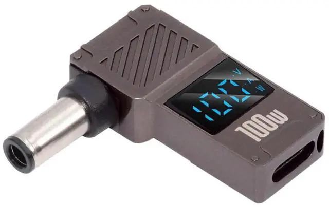 Main image of AJMRTC USBC PD to DC 7.4x5.0mm Power Adapter with Smart LED Display, 100W Max 20V 5A PD Charging Converter 65W Compatible for DEL Laptops, TypeC Input to DC Barrel Jack Output