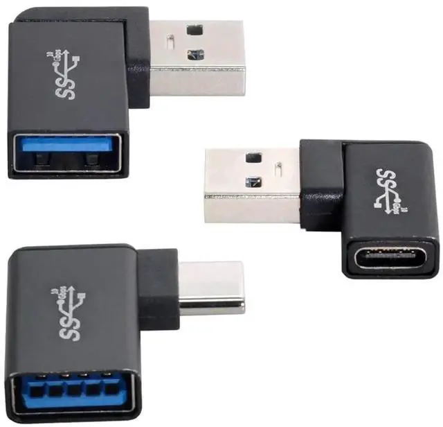 Main image of AJMRTC 3Pack 90 Degree Angled USBC Male to USB 3.0 TypeA Female OTG Adapter, USB 3.1 Gen2 10Gbps HighSpeed Data Transfer Right Angle OTG Connector for Phones, Tablets, Laptops