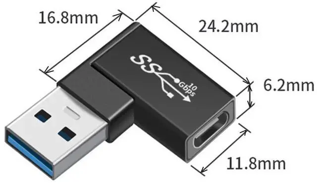Alt view image 3 of 7 - AJMRTC 3Pack 90 Degree Angled USBC Male to USB 3.0 TypeA Female OTG Adapter, USB 3.1 Gen2 10Gbps HighSpeed Data Transfer Right Angle OTG Connector for Phones, Tablets, Laptops