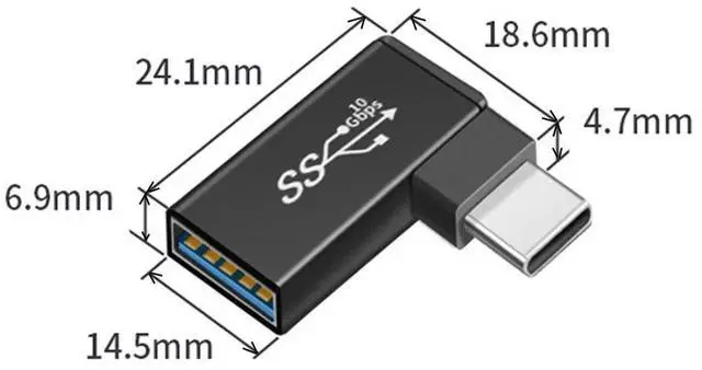 Alt view image 2 of 7 - AJMRTC 3Pack 90 Degree Angled USBC Male to USB 3.0 TypeA Female OTG Adapter, USB 3.1 Gen2 10Gbps HighSpeed Data Transfer Right Angle OTG Connector for Phones, Tablets, Laptops