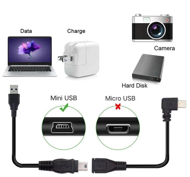 Alt view image 3 of 7 - AJMRTC 90 Degree Left Angled Mini USB 5Pin Male to Female Extension Cable 30CM, RightAngle Mini USB Cord Extension Adapter for GPS, Digital Camera, Dash Cam