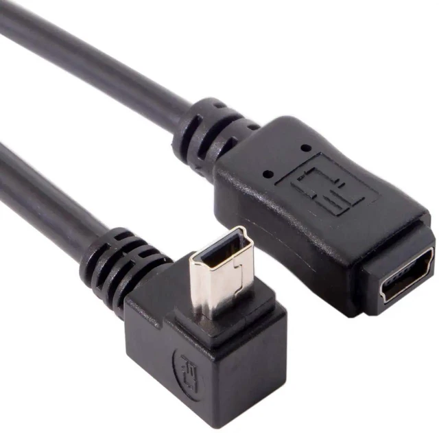 Alt view image 2 of 7 - AJMRTC 2Pack 90 Degree Up & Down Angled Mini USB 5 Pin Male to Female Extension Cable 0.2M, Short Mini USB 5Pin Extension Cord for Dash Cam, GPS, Digital Camera