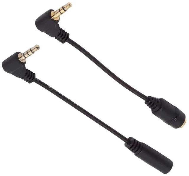 Main image of AJMRTC 2Pack 3.5mm Audio Extension Cable, 90 Degree Right Angled Male to Female Stereo Cord, 3Pole & 4Pole Compatible for Headphones, Speakers, Smartphones, Car AUX Port