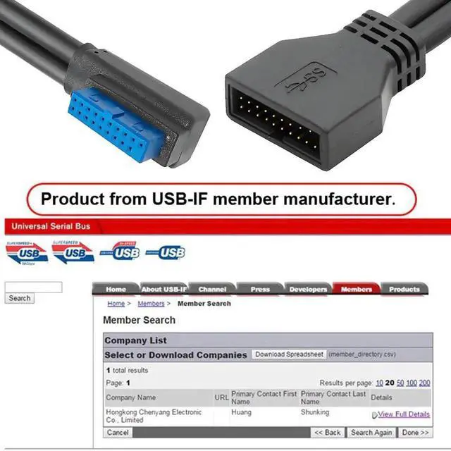 Alt view image 3 of 7 - AJMRTC 90Degree LeftAngled LowProfile USB 3.0 19/20Pin Male to Female Extension Cable, 5Gbps HighSpeed Internal Header Cord for Motherboard PC Case Modding