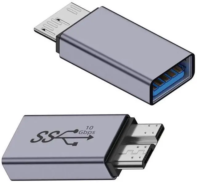 Main image of AJMRTC 10Gbps USBA Female to USB 3.0 MicroB Male Adapter, SuperSpeed Data & Power Converter for External SSD HDD, Laptop, Portable Hard Disk Storage Drives