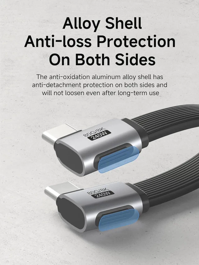 Alt view image 4 of 7 - AJMRTC USB4 V2.0 USBC Cable 0.33ft(10cm), 80Gbps Data Transfer, 8K@60Hz Video, 240W PD Fast Charging, Compatible with Thunderbolt 5/4, iPhone 17 16 15 Pro Max, iPad Pro, External NVMe SSD