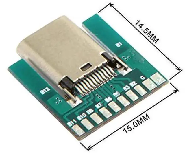 Alt view image 5 of 6 - AJMRTC DIY 24Pin USB 3.1 TypeC Female SMT Socket Connector with PCB Breakout Board, FullFeature SMD Receptacle for Prototype Testing, Cable Assembly and Equipment Repair Projects