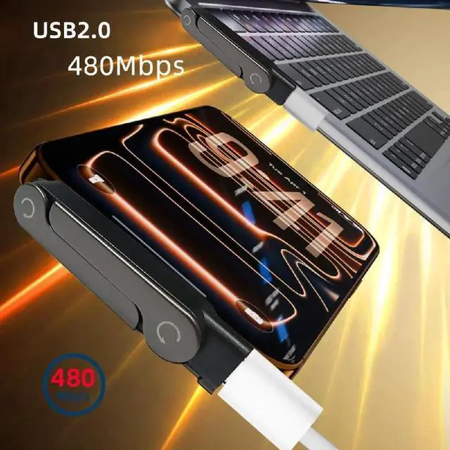 Alt view image 7 of 7 - AJMRTC USBC Male to Female Foldable Fast Charging Adapter, 240W PD 3.1 with Builtin DualPosition Phone Stand, Durable Alloy Charger Bracket for Gaming, Video Streaming, USBC Smartphones & Laptops