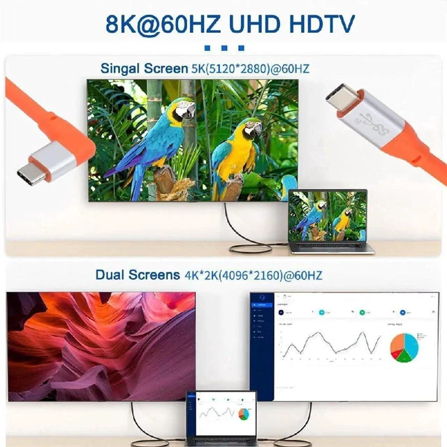 Alt view image 3 of 7 - AJMRTC USB4 20Gbps Male to Male Ultra Soft High Flex Cable 30CM, Left & Right 90 Degree Angled, 100W PD Fast Charging, 8K Video Output, Compatible with Thunderbolt 3/4 for Laptop, Docking Station, Ext