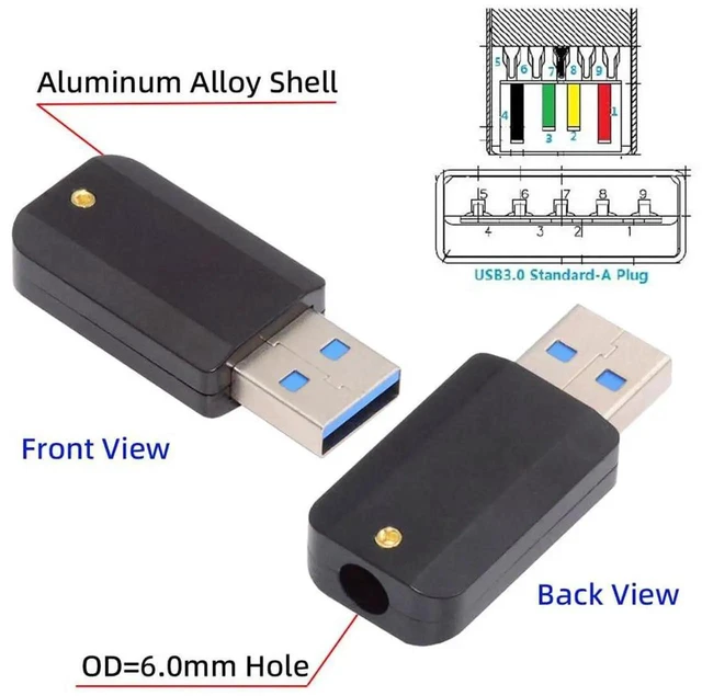 Alt view image 5 of 7 - AJMRTC USB 3.0 TypeA Male SolderType Connector, Black Aluminum Alloy Shell DIY Soldering Plug, Custom Cable Assembly Replacement Part, Fits 6.0mm Outer Diameter Cable for Custom Wire Harness Project