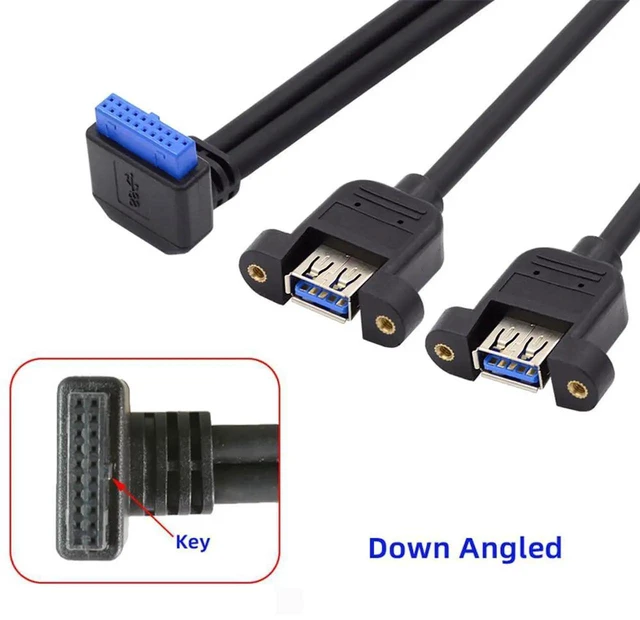 Alt view image 7 of 7 - AJMRTC 5Gbps 19/20Pin Motherboard Header to Dual USB3.0 Female ScrewMount Extension Cable, 90 Degree DownAngled, Internal PC FrontPanel Expansion Cord for Desktop Mainboard Chassis DIY Build
