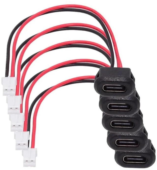 Main image of AJMRTC 5Pcs/Set TypeC Female Socket to 2Pin Header Cable, 2.0mm Pitch LatchMount DIY Wire Harness, DC 5V Power Supply Cable for Electronic Project, OEM Customizable Assembly Replacement Wires