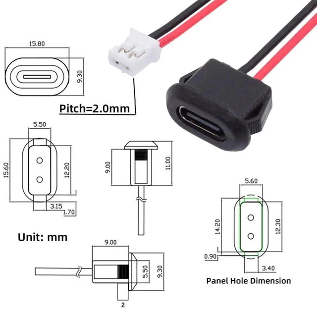Alt view image 3 of 7 - AJMRTC 5Pcs/Set TypeC Female Socket to 2Pin Header Cable, 2.0mm Pitch LatchMount DIY Wire Harness, DC 5V Power Supply Cable for Electronic Project, OEM Customizable Assembly Replacement Wires