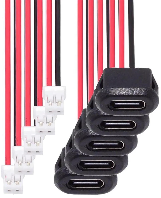 Alt view image 2 of 7 - AJMRTC 5Pcs/Set TypeC Female Socket to 2Pin Header Cable, 2.0mm Pitch LatchMount DIY Wire Harness, DC 5V Power Supply Cable for Electronic Project, OEM Customizable Assembly Replacement Wires