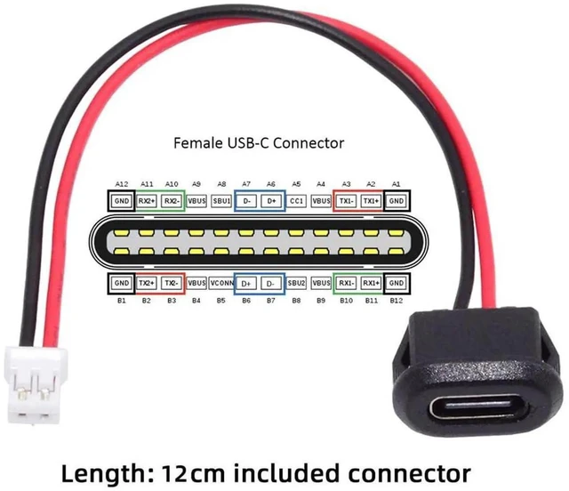 Alt view image 7 of 7 - AJMRTC 5Pcs/Set TypeC Female Socket to 2Pin Header Cable, 2.0mm Pitch LatchMount DIY Wire Harness, DC 5V Power Supply Cable for Electronic Project, OEM Customizable Assembly Replacement Wires