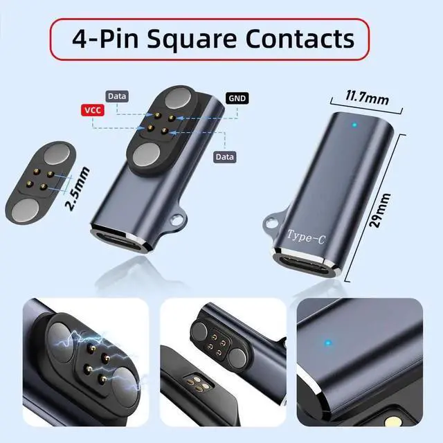 Alt view image 5 of 7 - AJMRTC 2Pack USBC Female to 2.5mm 4Pin Adapter for Bone Conduction Headphones, Square & Trapezoidal Contacts, DC 5V Charging Converter Replacement Accessory for Bone Conduction Earphones