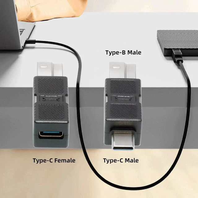 Alt view image 2 of 5 - AJMRTC 2Pack USB3.0 TypeB Male to USBC Male & Female Adapter Set, 5Gbps Data Transfer Converter, USBB to TypeC Extension Connector for External SSD, Disk Drive, Digital Camera, Peripheral Data Sy