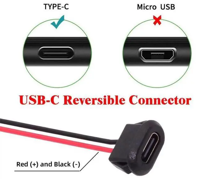 Alt view image 4 of 7 - AJMRTC 5Pcs/Set TypeC Female Socket to 2 Pin Header Cable, 2.0mm Pitch Latch Mount Panel Mount Power Cable, DC 5V Only Power Transfer, DIY OEM Replacement Wire for Embedded Projects, Smart Hardware,