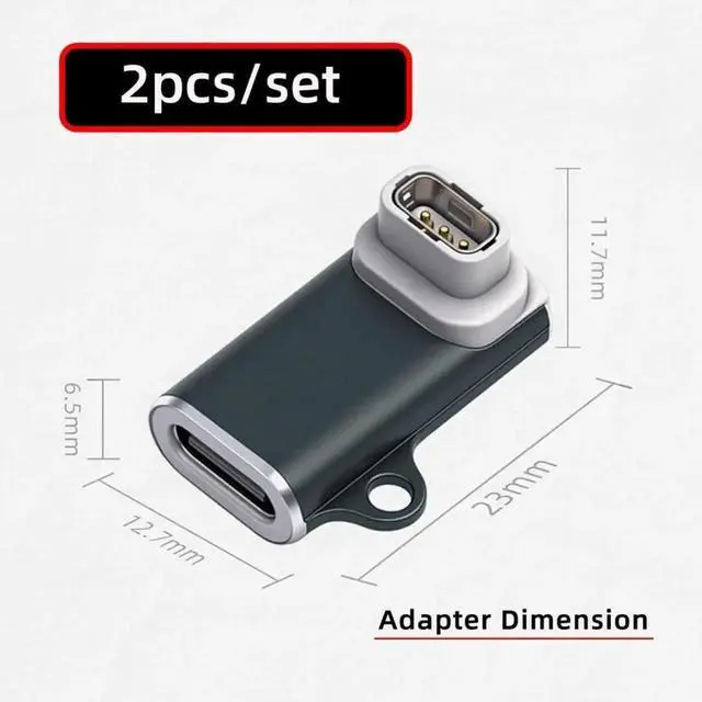 Alt view image 6 of 7 - AJMRTC 2Pack Gray USBC Female to 3Pin Smart Watch Charging Adapter, Portable TypeC Charger Connector Compatible with Gaochi Pace Pro Watch, Compact Replacement Charging Converter for Travel Daily