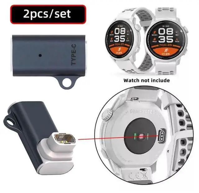 Alt view image 5 of 7 - AJMRTC 2Pack Gray USBC Female to 3Pin Smart Watch Charging Adapter, Portable TypeC Charger Connector Compatible with Gaochi Pace Pro Watch, Compact Replacement Charging Converter for Travel Daily