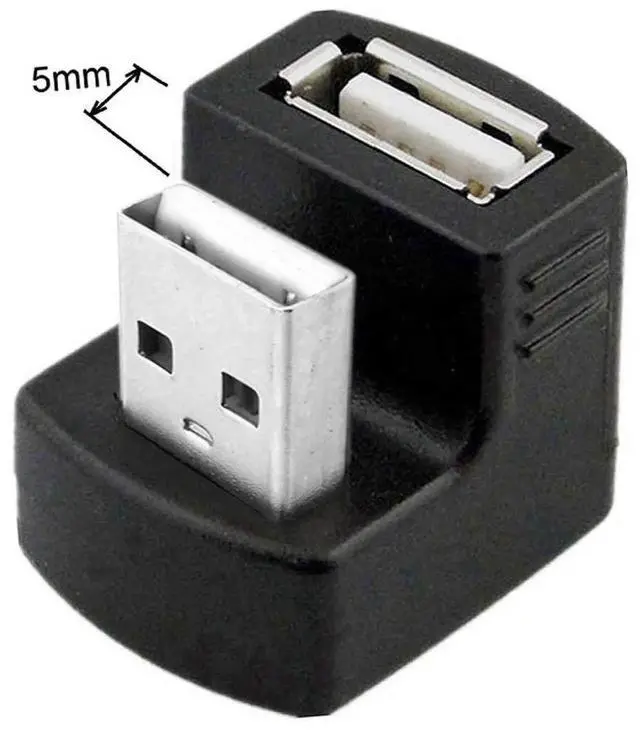 Alt view image 5 of 6 - AJMRTC Down Angled USB 2.0 Adapter, USBA Male to Female Extension Connector, 90° 180° 360 Degree Rotatable Swivel Black USB Converter, SpaceSaving Adapter for PC, Laptop, USB Flash Drives and Periph