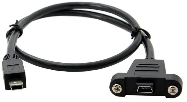 Alt view image 2 of 7 - AJMRTC Panel Mount Mini USB 2.0 5Pin Male to Female Extension Cable 50cm with Screw Holes, MiniB PanelMount Pigtail Cord for Industrial Equipment, Dash Cam, GPS, POS Device, Data Sync & Power Chargi