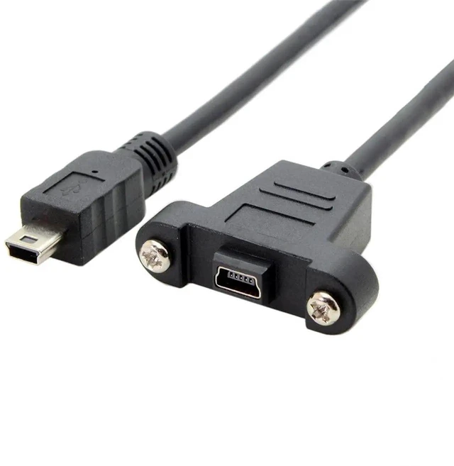 Alt view image 7 of 7 - AJMRTC Panel Mount Mini USB 2.0 5Pin Male to Female Extension Cable 50cm with Screw Holes, MiniB PanelMount Pigtail Cord for Industrial Equipment, Dash Cam, GPS, POS Device, Data Sync & Power Chargi