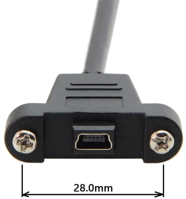 Alt view image 4 of 7 - AJMRTC Panel Mount Mini USB 2.0 5Pin Male to Female Extension Cable 50cm with Screw Holes, MiniB PanelMount Pigtail Cord for Industrial Equipment, Dash Cam, GPS, POS Device, Data Sync & Power Chargi