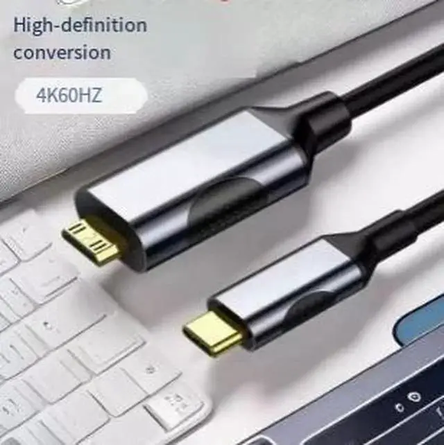 Alt view image 2 of 3 - AJMRTC 1.8M USBC to Mini HDMI Cable, 4K@60Hz High Definition Video Adapter Cord, Thunderbolt 3 Compatible TypeC Display Cable for Laptops, Cameras, Tablets, Monitors, Projectors Video Output